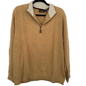 TASSO ELBA Mens Size XL golden color 1/4 Zip Pullover Cotton Sweater Preowned‎